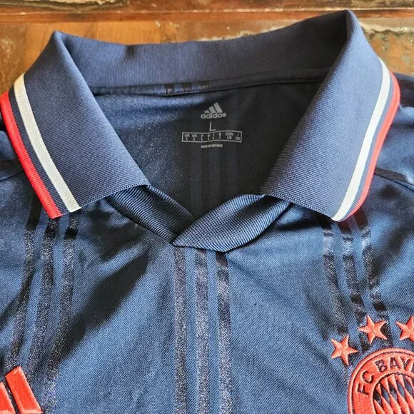 Adidas Bayern Munich Navy Long-Sleeve Polo Jersey — L - Picture 4 of 4